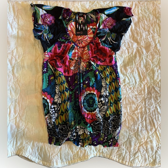 Desigual Tops - E4 Desigual Multicolor Floral Boho Blouse Size L